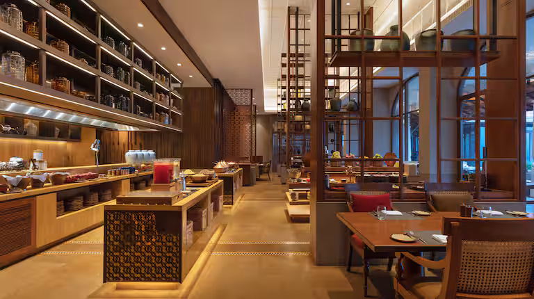 Hilton resort entrance at sunset